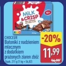 batoniki z nadzieniem mlecznym z prażonymi ziarnami zbóż
