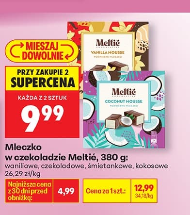 mleczko w czekoladzie waniliowe lub czekoladowe lub śmietankowe lub kokosowe