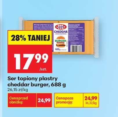 ser topiony plastry cheddar burger
