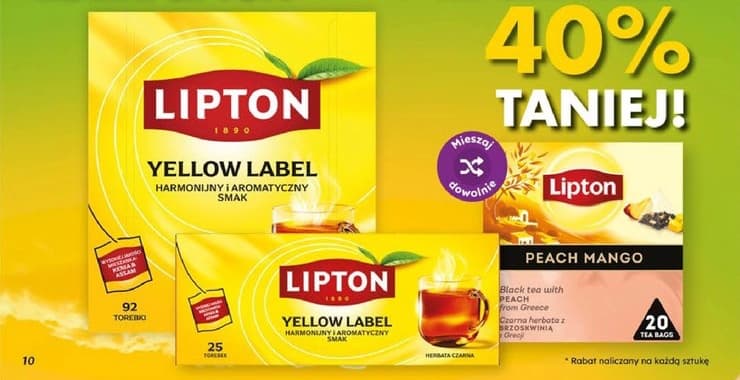 wszystkie herbaty marki Lipton