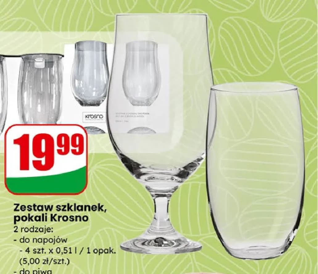 zestaw szklanek, pokali