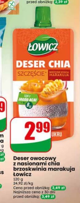 deser owocowy z nasionami chia brzoskwinia marakuja