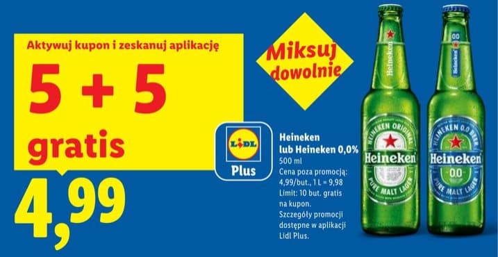 piwo Heineken lub Heineken 0,0%