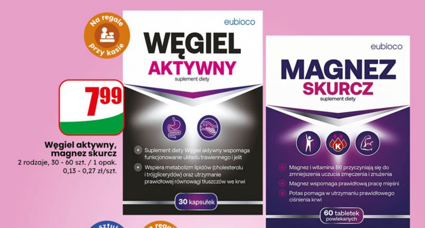 węgiel aktywny, magnez skurcz