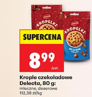 krople czekoladowe mleczne lub deserowe