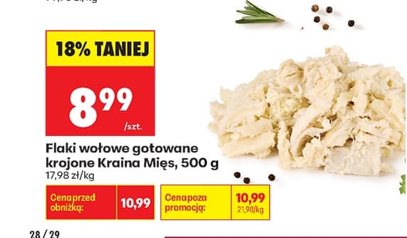 flaki wołowe gotowane krojone