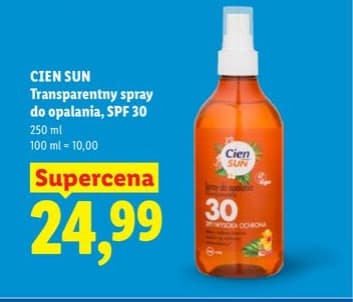 transparentny spray do opalania SPF 30