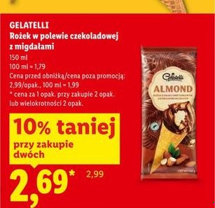 rożek lodowy w polewie czekoladowej z migdałami