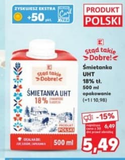 śmietanka UHT 36% tłuszczu
