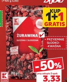 żurawina suszona i słodzona