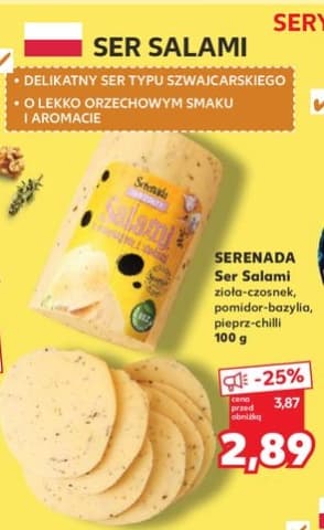 ser typu szwajcarskiego o lekkim orzechowym smaku i aromacie