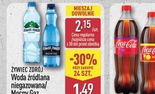 woda źródlana niegazowana/mocny gaz