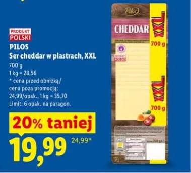 ser cheddar w plastrach XXL