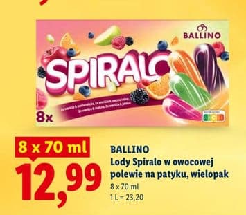 lody spiralo w owocowej polewie na patyku