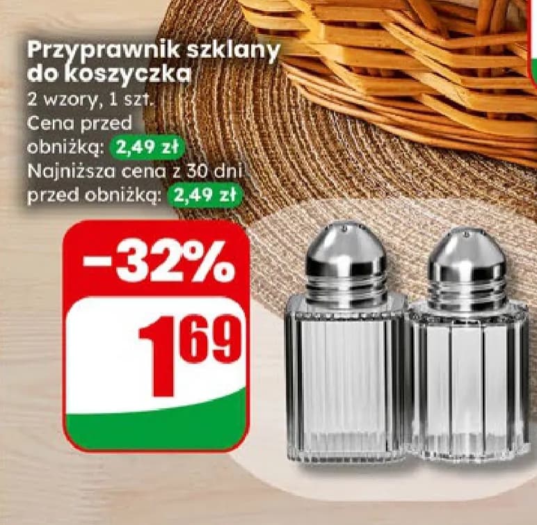przyprawnik szklany do koszyczka