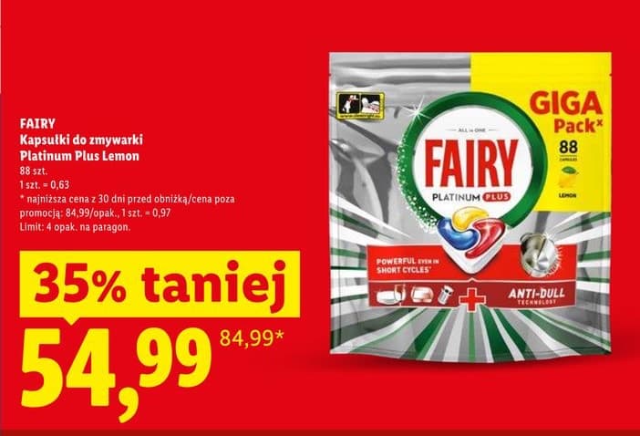 kapsułki do zmywarki Platinum Plus Lemon