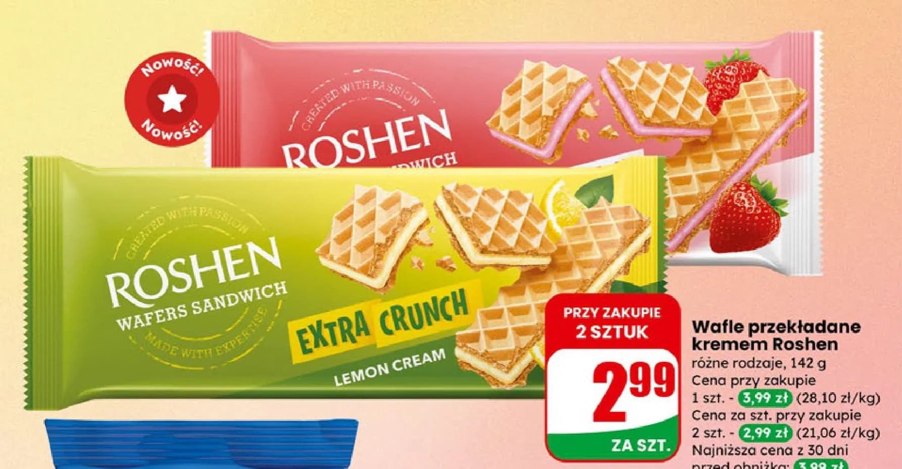 wafle przekładane kremem