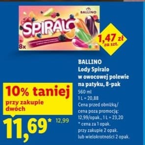 lody spiralo w owocowej polewie na patyku