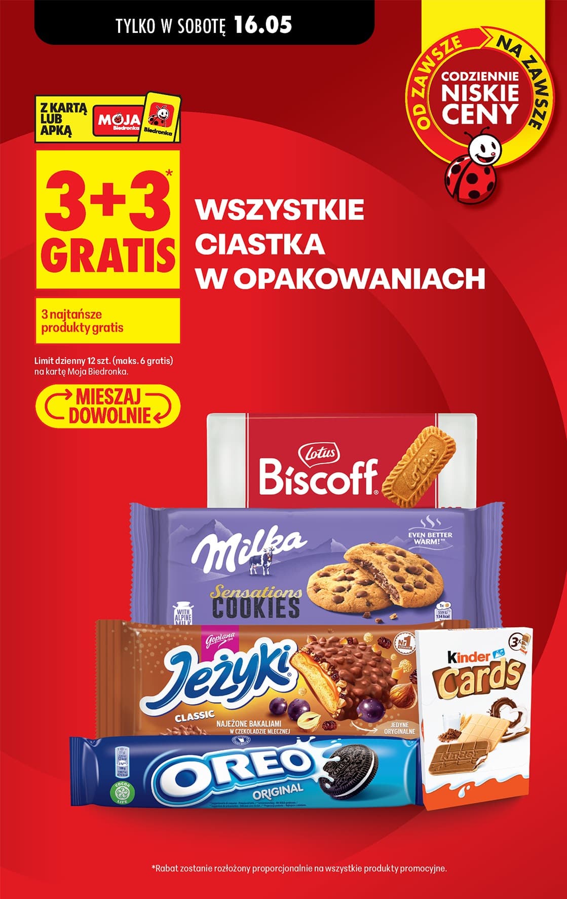 wszystkie ciastka w opakowaniach
