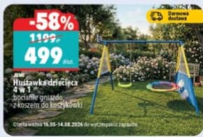 JUMI huśtawka dziecięca 4 w 1 bocianie gniazdo z koszem do koszykówki