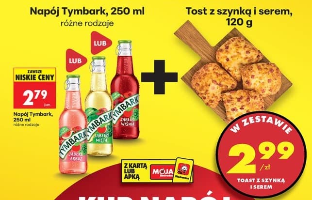 zestaw napój 250ml i tost z szynką i serem 120g