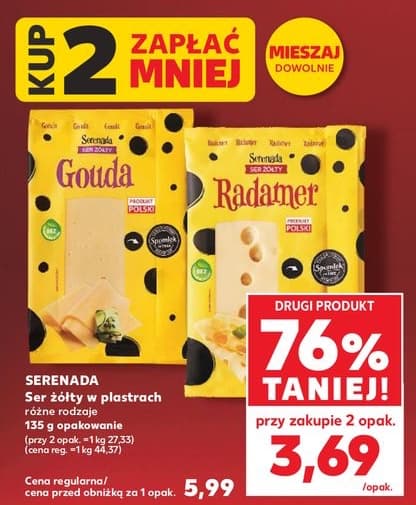 ser żółty gouda w plastrach