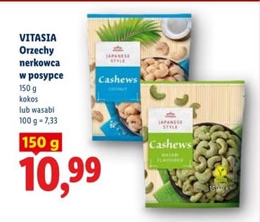 orzechy nerkowca w posypce kokos lub wasabi