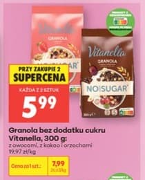 Vitanella granola bez dodatku cukru z owocami, z kakao i orzechami 300g