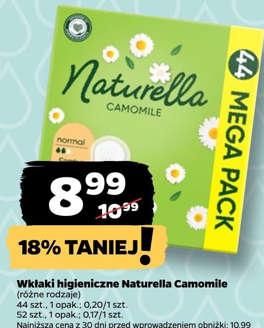 wkładki higieniczne camomile różne rodzaje