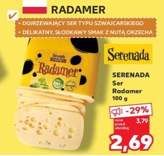 ser dojrzewający typu szwajcarskiego delikatny, słodkawy smak z nutą orzecha
