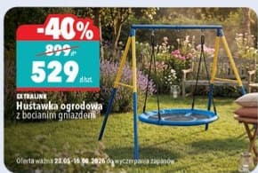 huśtawka ogrodowa z bocianim gniazdem