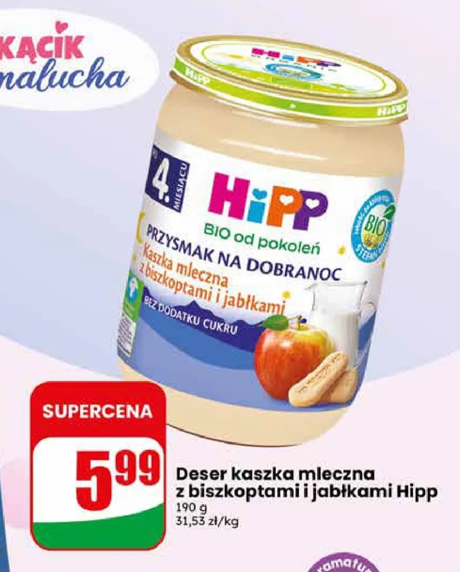 deser kaszka mleczna z biszkoptami i jabłkami