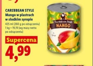 mango w plastrach w słodkim syropie