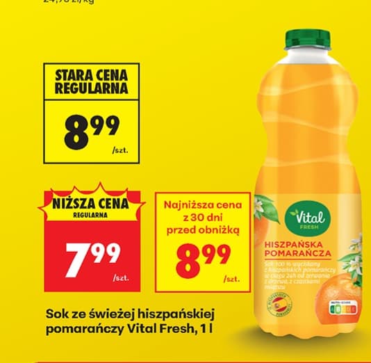 sok ze świeżej hiszpańskiej pomarańczy