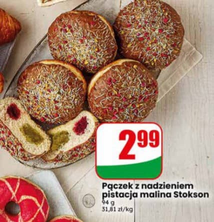 pączek z nadzieniem pistacja malina