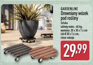 drewiany wózek pod rośliny