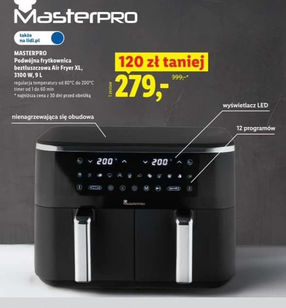 podwójna frytkownica beztłuszczowa Air Fryer XL