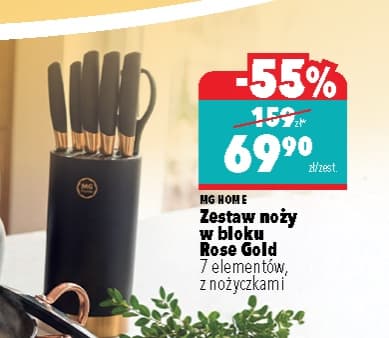 zestaw noży w bloku Rose Gold
