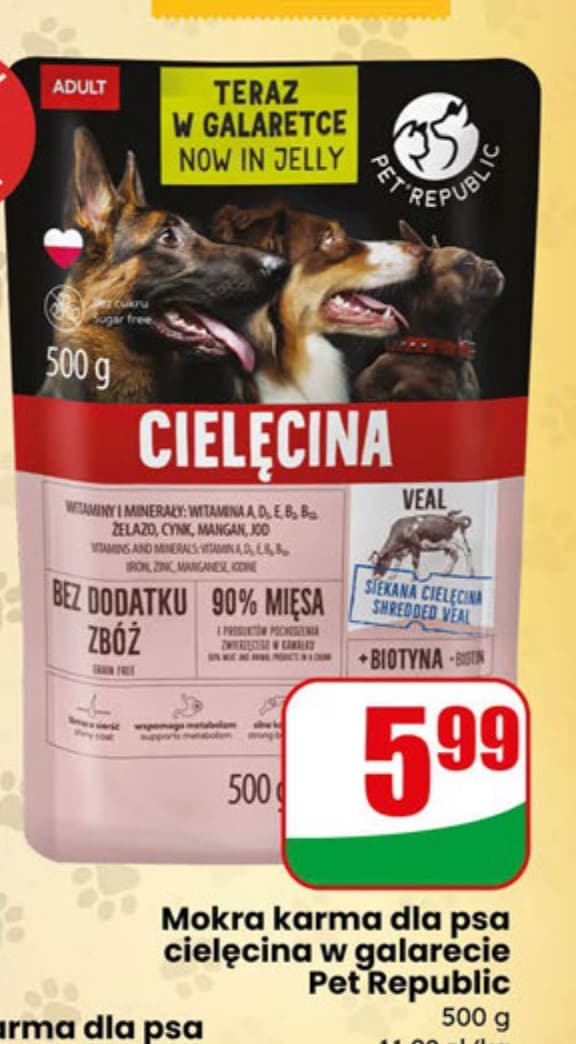 mokra karma dla psa cielęcina w galarecie