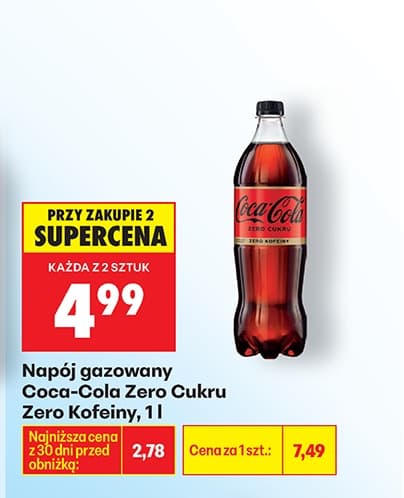 napój gazowany cola zero cukru zero kofeiny