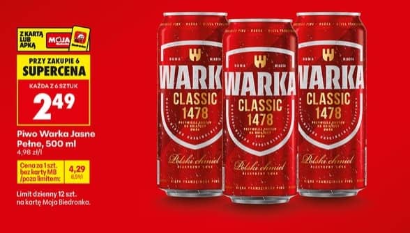Warka piwo jasne pełne 500ml