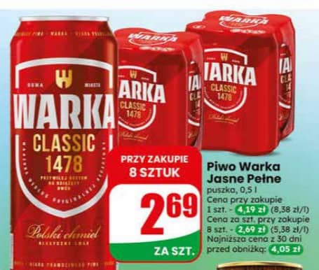 Warka piwo jasne pełne 0.5l