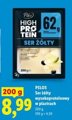 ser żółty wysokoproteinowy w plastrach