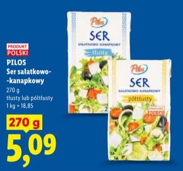 ser sałatkowo-kanapkowy tłusty lub półtłusty