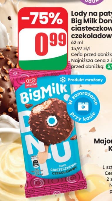 Zapis źródłowy: lody na patyku donut ciasteczkowo czekoladowy